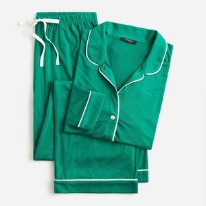 NWT- J.Crew Eco dreamiest cotton blend long sleeve pajama set, green, XS